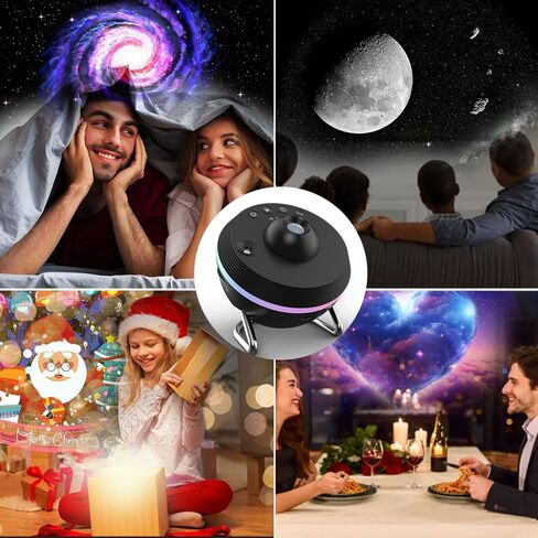 جهاز الإسقاط Elec3 Star ، Galaxy Night Light لغرفة النوم مع 4K قابلة للاستبدال 13 أقراص مجرة ​​و 6 ألياف ليلية ، و 360 درجة تدور المصباح الإسقاط سديم النجوم Sky Night Light عيد ميلاد عيد الميلاد in Kuwait
