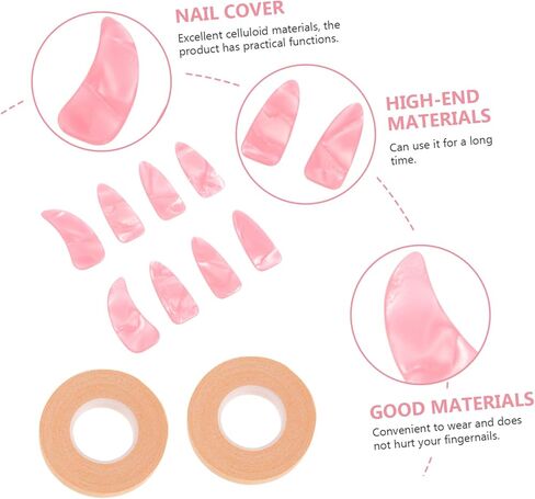 Toyvian Colored Guzheng Practice Nail Covers with Powder Thickened Flat Finger Protectors with Reusable Adhesive Tapes Comfortable for Guzheng Players in Kuwait