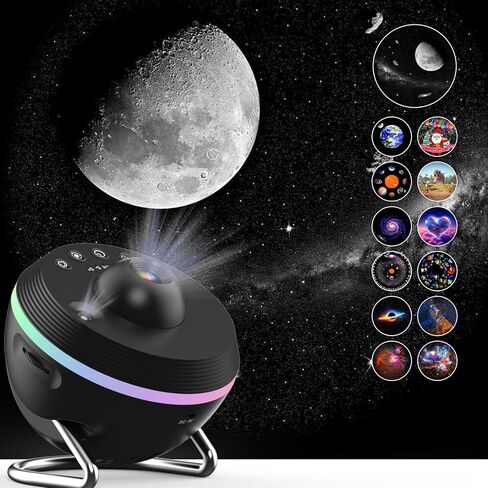 جهاز الإسقاط Elec3 Star ، Galaxy Night Light لغرفة النوم مع 4K قابلة للاستبدال 13 أقراص مجرة ​​و 6 ألياف ليلية ، و 360 درجة تدور المصباح الإسقاط سديم النجوم Sky Night Light عيد ميلاد عيد الميلاد in Kuwait
