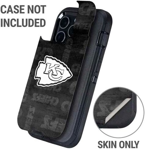 Skinit Decal Phone Skin Compatible with OtterBox Defender iPhone 14 Pro Max - Officially Licensed NFL Kansas City Chiefs Black & White Design in Saudi Arabia