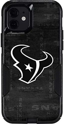 غلاف هاتف Skinit متوافق مع حافظة OtterBox Commuter لهاتف iPhone 12 - تصميم أبيض وأسود مرخص رسميًا من NFL Houston Texans in Saudi Arabia