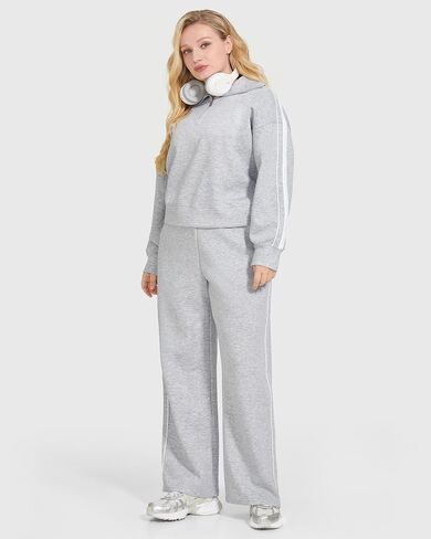 MOOSLOVER Women 2 Piece Lounge Matching Sets Modal Oversized Sweatshirt Wide leg Sweatpants Baggy Tracksuit in Saudi Arabia