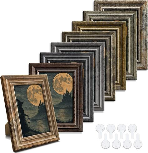 4x6 Picture Frames Set of 8,Classic American Vintage Rustic Farmhouse Style Photo Frames, High Definition Real Glass,for Tabletop or Wall Hanging in Saudi Arabia