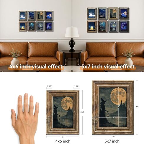 4x6 Picture Frames Set of 8,Classic American Vintage Rustic Farmhouse Style Photo Frames, High Definition Real Glass,for Tabletop or Wall Hanging in Saudi Arabia