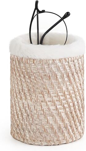 Mkono Glasses Holder for Nightstand Rattan Plush Lined Protective Glasses Stand for Multiple Glasses Eyeglass Organizer Holder for Office, Desk, Table in Saudi Arabia