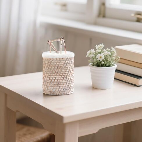 Mkono Glasses Holder for Nightstand Rattan Plush Lined Protective Glasses Stand for Multiple Glasses Eyeglass Organizer Holder for Office, Desk, Table in Saudi Arabia