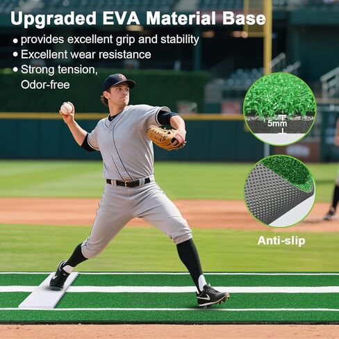 بساط رمي الكرة اللينة، بساط ضرب البيسبول مقاس 10 × 3 بوصات، بساط تدريب على الملعب مضاد للانزلاق ومضاد للبهتان، بساط رمي الكرة اللينة للاستخدام في الهواء الطلق/الداخلي in Kuwait