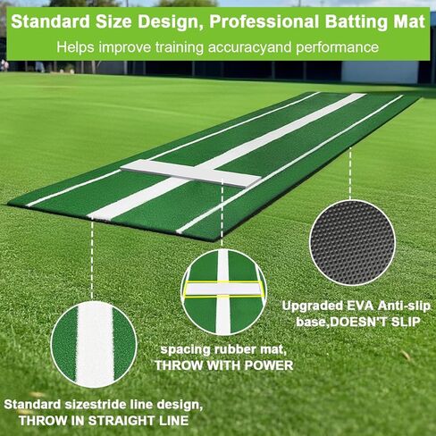 بساط رمي الكرة اللينة، بساط ضرب البيسبول مقاس 10 × 3 بوصات، بساط تدريب على الملعب مضاد للانزلاق ومضاد للبهتان، بساط رمي الكرة اللينة للاستخدام في الهواء الطلق/الداخلي in Kuwait