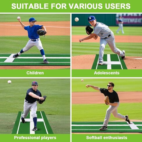 بساط رمي الكرة اللينة، بساط ضرب البيسبول مقاس 10 × 3 بوصات، بساط تدريب على الملعب مضاد للانزلاق ومضاد للبهتان، بساط رمي الكرة اللينة للاستخدام في الهواء الطلق/الداخلي in Kuwait