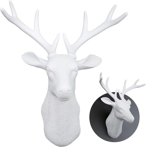 WhimWove Large Faux Deer Head Wall Decor,DIY deer head wall sculptures decor Unfinished Resin Wall Sculpturefor Farmhouse, Living Room, Bedroom Office Decor in Saudi Arabia