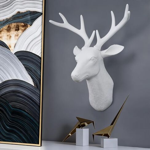 WhimWove Large Faux Deer Head Wall Decor,DIY deer head wall sculptures decor Unfinished Resin Wall Sculpturefor Farmhouse, Living Room, Bedroom Office Decor in Saudi Arabia