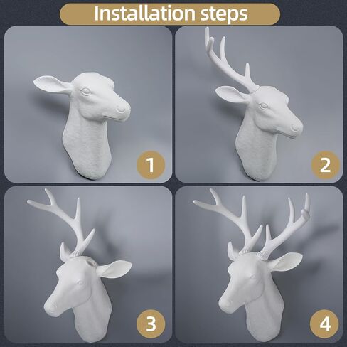 WhimWove Large Faux Deer Head Wall Decor,DIY deer head wall sculptures decor Unfinished Resin Wall Sculpturefor Farmhouse, Living Room, Bedroom Office Decor in Saudi Arabia