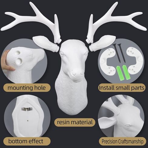 WhimWove Large Faux Deer Head Wall Decor,DIY deer head wall sculptures decor Unfinished Resin Wall Sculpturefor Farmhouse, Living Room, Bedroom Office Decor in Saudi Arabia