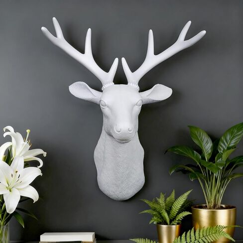 WhimWove Large Faux Deer Head Wall Decor,DIY deer head wall sculptures decor Unfinished Resin Wall Sculpturefor Farmhouse, Living Room, Bedroom Office Decor in Saudi Arabia