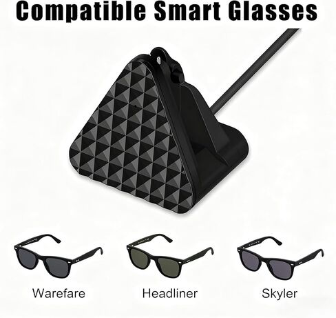 حامل شحن النظارات الذكية لنظارات Ray-Ban Meta الذكية Wayfarer/Skyler، شاحن النظارات الذكية المحمول للسفر مع محول (أسود) in Saudi Arabia