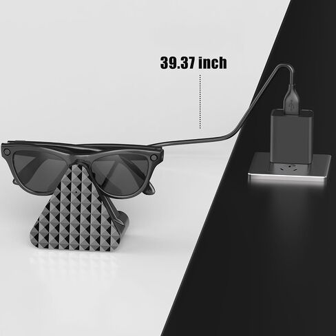 حامل شحن النظارات الذكية لنظارات Ray-Ban Meta الذكية Wayfarer/Skyler، شاحن النظارات الذكية المحمول للسفر مع محول (أسود) in Saudi Arabia