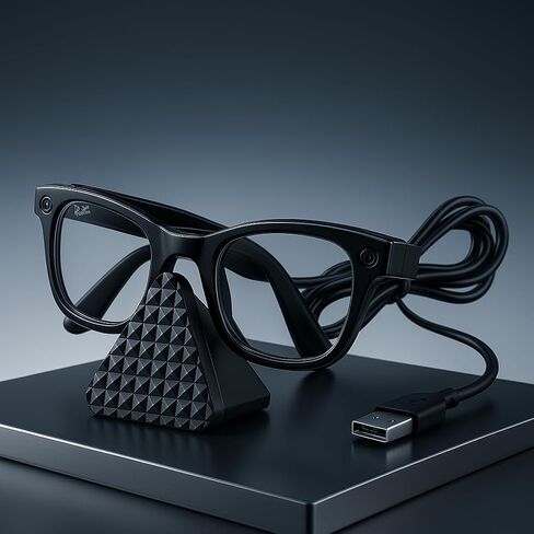 حامل شحن النظارات الذكية لنظارات Ray-Ban Meta الذكية Wayfarer/Skyler، شاحن النظارات الذكية المحمول للسفر مع محول (أسود) in Saudi Arabia