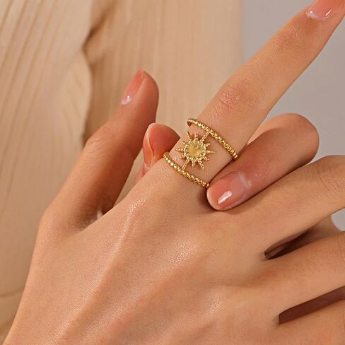Chunky Gold Starfish Rings for Women Unique Star Rings Summer Beach Rings Adjustable Jewelry in Saudi Arabia