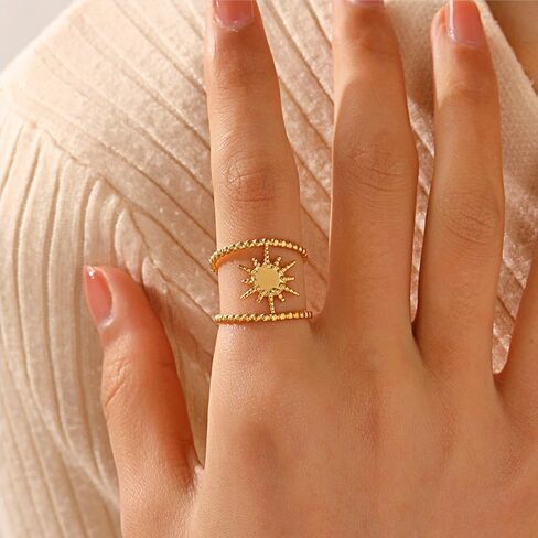 Chunky Gold Starfish Rings for Women Unique Star Rings Summer Beach Rings Adjustable Jewelry in Saudi Arabia