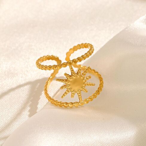 Chunky Gold Starfish Rings for Women Unique Star Rings Summer Beach Rings Adjustable Jewelry in Saudi Arabia