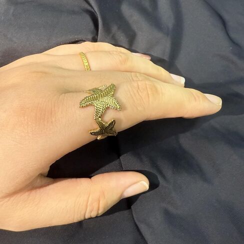 Chunky Gold Starfish Rings for Women Unique Star Rings Summer Beach Rings Adjustable Jewelry in Saudi Arabia