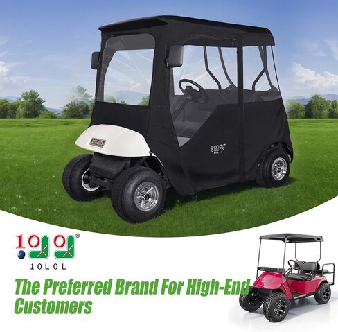 10L0L Golf Cart Driving Enclosure 2 Passenger for EZGO TXT/RXV 2 Door with Heavy Duty Zipper, 600D Golf Cart Rain Cover Driving Covers with Roll-up Windshield, 4-Sided Clear Window in Saudi Arabia