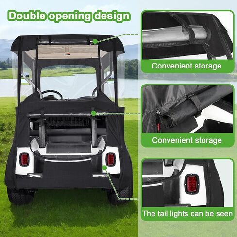 10L0L Golf Cart Driving Enclosure 2 Passenger for EZGO TXT/RXV 2 Door with Heavy Duty Zipper, 600D Golf Cart Rain Cover Driving Covers with Roll-up Windshield, 4-Sided Clear Window in Saudi Arabia