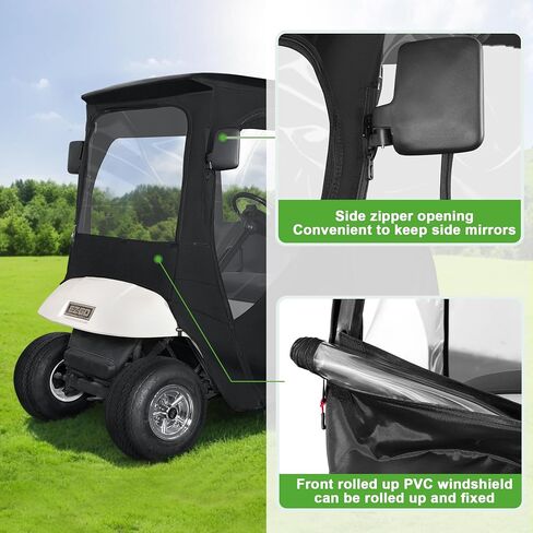 10L0L Golf Cart Driving Enclosure 2 Passenger for EZGO TXT/RXV 2 Door with Heavy Duty Zipper, 600D Golf Cart Rain Cover Driving Covers with Roll-up Windshield, 4-Sided Clear Window in Saudi Arabia