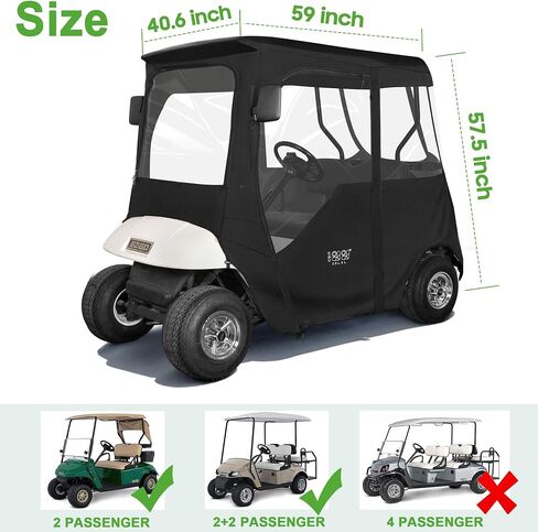 10L0L Golf Cart Driving Enclosure 2 Passenger for EZGO TXT/RXV 2 Door with Heavy Duty Zipper, 600D Golf Cart Rain Cover Driving Covers with Roll-up Windshield, 4-Sided Clear Window in Saudi Arabia