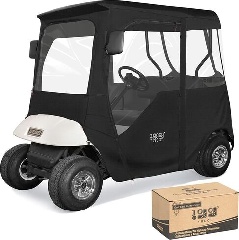 10L0L Golf Cart Driving Enclosure 2 Passenger for EZGO TXT/RXV 2 Door with Heavy Duty Zipper, 600D Golf Cart Rain Cover Driving Covers with Roll-up Windshield, 4-Sided Clear Window in Saudi Arabia