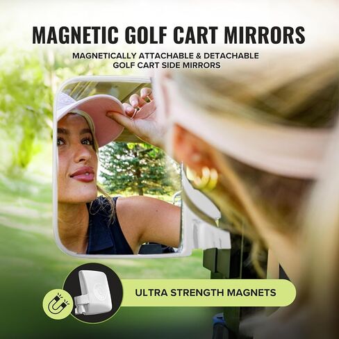 Stripebird - Magnetic Golf Cart Mirrors 2.0 (Black) - No Drilling - Ultra-Strength Magnet - 2 Folding Side Mirrors - EZ Go Accessory - Club Car Accessory - Golf Cart Accessory in Saudi Arabia