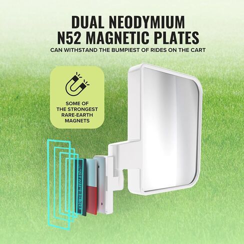 Stripebird - Magnetic Golf Cart Mirrors 2.0 (Black) - No Drilling - Ultra-Strength Magnet - 2 Folding Side Mirrors - EZ Go Accessory - Club Car Accessory - Golf Cart Accessory in Saudi Arabia