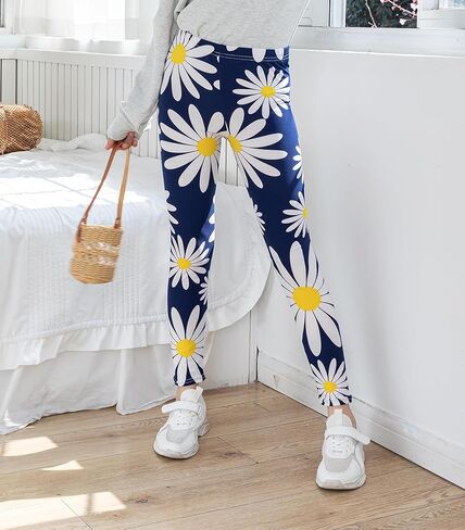 سراويل ضيقة بحزام خصر مطاطي للفتيات، 6 قطع من السراويل الضيقة ذات الخصر الملفوف للأطفال البنات سراويل سادة/مطبوعة in Kuwait