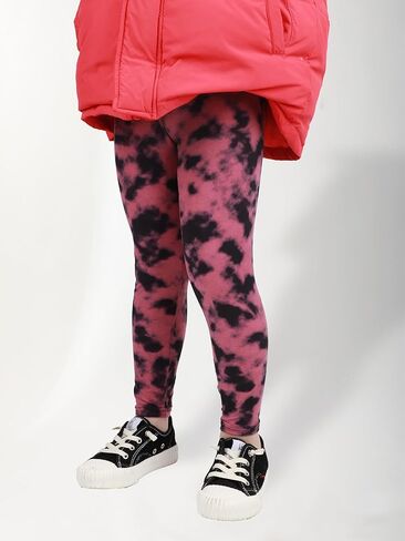 سراويل ضيقة بحزام خصر مطاطي للفتيات، 6 قطع من السراويل الضيقة ذات الخصر الملفوف للأطفال البنات سراويل سادة/مطبوعة in Kuwait