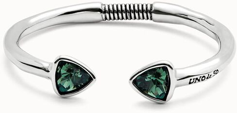 UNOde50 Sterling Silver-Plated Leather Bracelet, Green Faceted Crystals, Rigid Design, SER CAMALEONICA in Saudi Arabia
