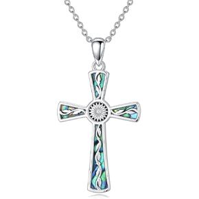 قلادة Moonstone Cross 925 Sterling Silver Moonstone Faith هدية المجوهرات الدينية للنساء in Kuwait