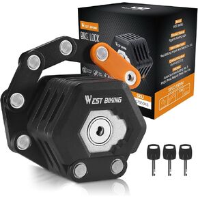 ICOCOPRO Folding Bike Lock, 3.28 FT Heavy Duty Bike Locks with Bracket & 3 Keys, High Security Anti Theft Bike Chian Lock for E Bike Scooter, MTB, Racing Bike, Motorcycle (Black) in Kuwait