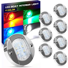 UCINNOVATE 4x LED Round Boat Lights, Navigation Light, Courtesy Lights, 4-Color Boat Interior Lights, 12V Boats Transom Light for Yacht, Pontoon Boating, Sailboat, Kayak (Red/Green/Blue/White) in Kuwait