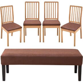 FUANGUI PU Dining Room Chair Covers Slipcovers Set of 4 with 1PC Bench Cover, Waterproof and Stretchable Removable Slipcover for Kitchen, Living Room, Bedroom in Kuwait