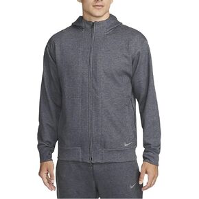 هودي الصوف بسحاب كامل للرجال من Nike Yoga Dri-FIT (قياسي، متوسط، أسود منقط) in Kuwait