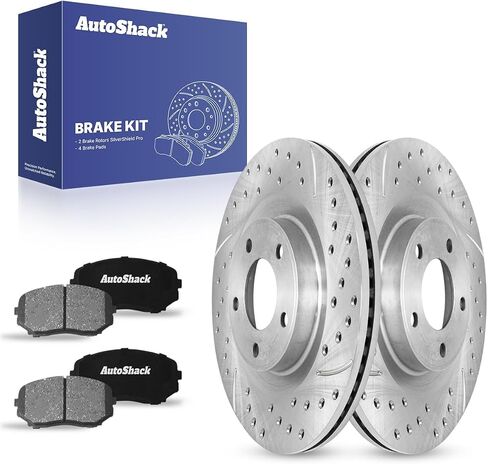 AutoShack Front Brake Kit Replacement for Lincoln MKX 2007-2015 Ford Edge V6 FWD Drilled & Slotted Zinc Coated Disc Brake Rotors Ceramic Brakes Pads 12.6" 320 mm BRKPKG003886 in Saudi Arabia