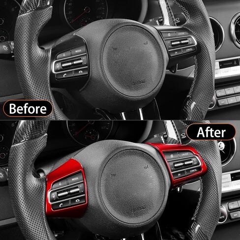 YOUTOOCAR 2PCS Carbon Fiber Pattern Steering Wheel Trim Covers Compatible with Kia Stinger 2018-2023 Accessories in Saudi Arabia