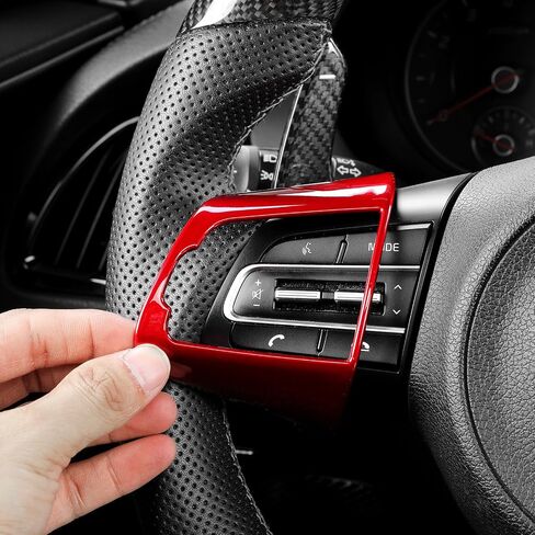 YOUTOOCAR 2PCS Carbon Fiber Pattern Steering Wheel Trim Covers Compatible with Kia Stinger 2018-2023 Accessories in Saudi Arabia