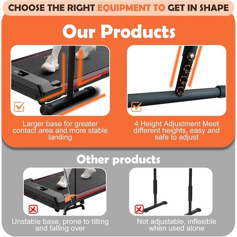 Handle Bar for Walking Pad Compatible with Walking Pad 24.8'' Wide,Iron Hand Rails Stand Four Adjustable Heights 31.4 to 37.4 Inch,Stable Home Office & Gym Safety Handrail in Saudi Arabia