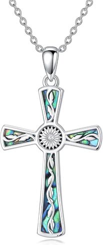Moonstone Cross Necklace 925 Sterling Silver Moonstone Faith Pendant Religious Jewelry Gift for Women in Saudi Arabia