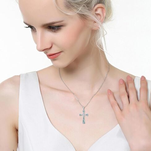 Moonstone Cross Necklace 925 Sterling Silver Moonstone Faith Pendant Religious Jewelry Gift for Women in Saudi Arabia