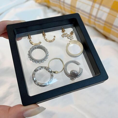 10 Pack Black 3D Floating Display Cases 2 3/4 x 2 3/4 x 3/4 Inch for Coins Jewelry Medals Stamps Collectibles Small Shadow Box Frame with Clear PE Film for Home Office Display in Saudi Arabia