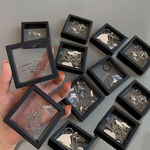 10 Pack Black 3D Floating Display Cases 2 3/4 x 2 3/4 x 3/4 Inch for Coins Jewelry Medals Stamps Collectibles Small Shadow Box Frame with Clear PE Film for Home Office Display in Saudi Arabia