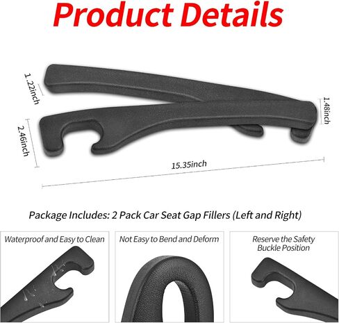2 Pack Car Seat Gap Filler, Car Seat Gap Plug to Fill The Gap Between Seat and Console, Universal Car Seat Gap Filler Organizer Crevice Blocker Stop Things from Dropping in Saudi Arabia