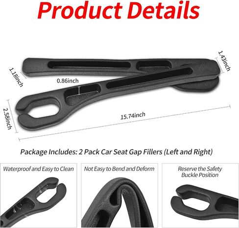 2 Pack Car Seat Gap Filler, Car Seat Gap Plug to Fill The Gap Between Seat and Console, Universal Car Seat Gap Filler Organizer Crevice Blocker Stop Things from Dropping in Saudi Arabia